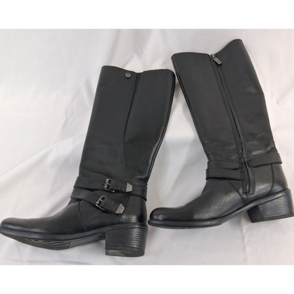 Bussola Antwerpen Black Leather Boots‎ Zip Buckle Detail Women EU 39 US 8 1/2